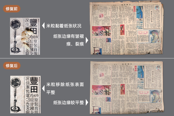 朱西寧《鹿秦劍（下）》報紙除酸修護(hù)前后的比較